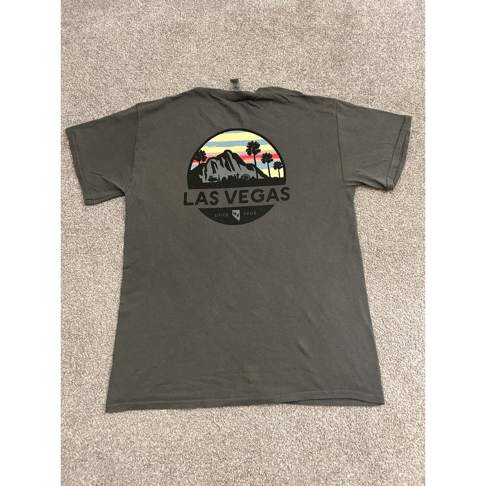 Las Vegas Graphic T-Shirt Mens Medium Gray Excellent Short Sleeve Cotton
